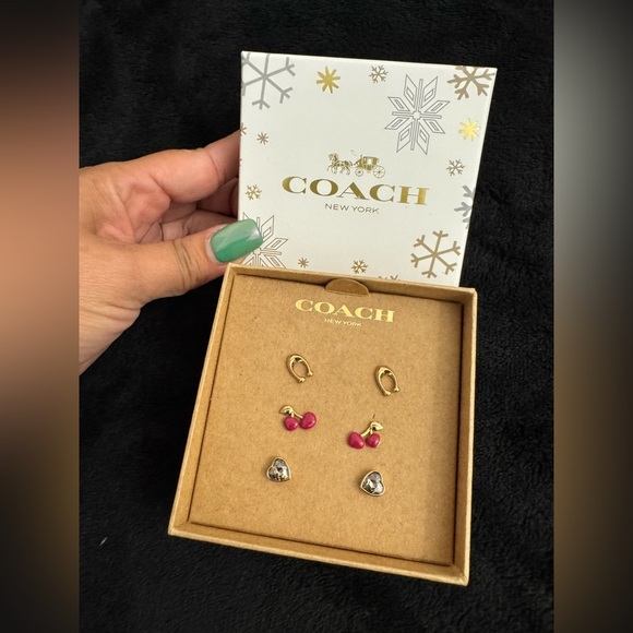 Coach Jewelry - Coach Gold and red cherries  Earrings Set